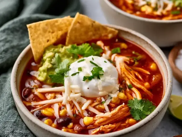 Healthy Crockpot Chicken Tortilla Soup Recipe