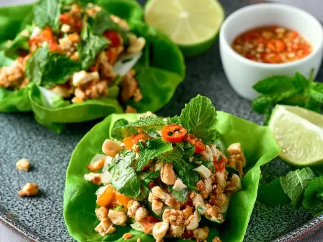 Healthy Summer Chicken Lettuce Wraps with a Coffee-Miso Glaze