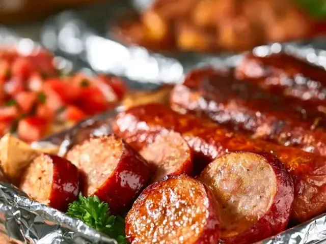 Homemade Summer Sausage Foil Packets for Camping or Backyard BBQ