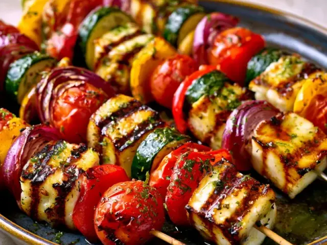 Juicy Grilled Halloumi Skewers: The Perfect Coffee Companion