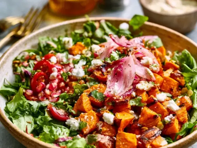 Summer Sweet Potato Bowl with Iced Coffee