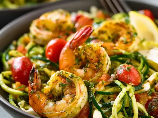 Weeknight Summer Shrimp Zucchini Noodles – A Quick Iced Coffee Pairing